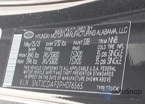 2023 Hyundai Santa Cruz Night из США, поврежденный, VIN 5NTJCDAF2PH076565